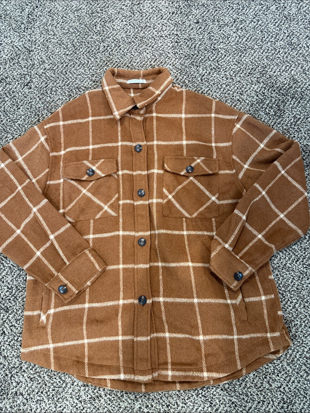 Staccato Brown Windowpane Button-Front Shacket